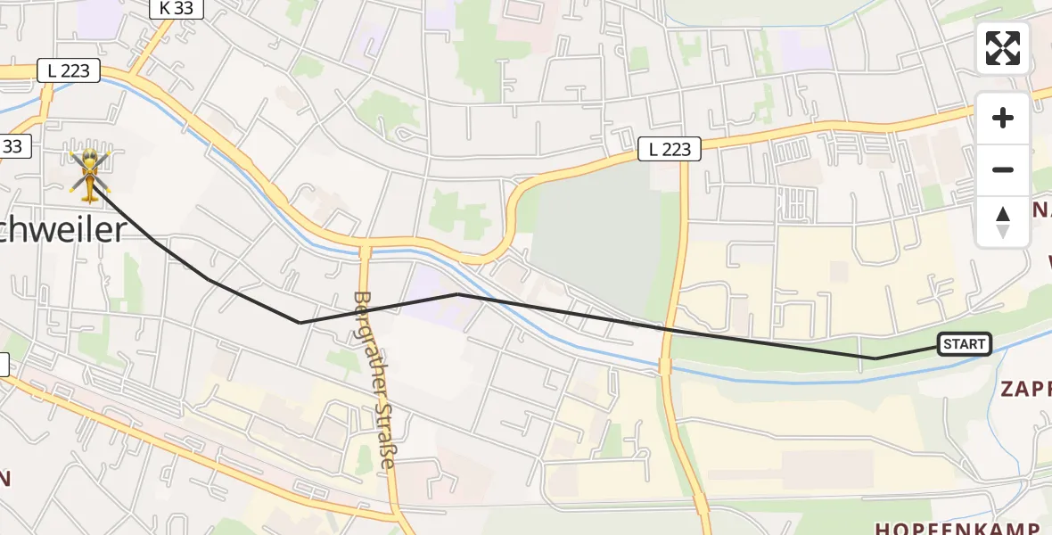 Flugroute Rettungshubschrauber Eschweiler - Eschweiler, 18 August 2026, 06:48