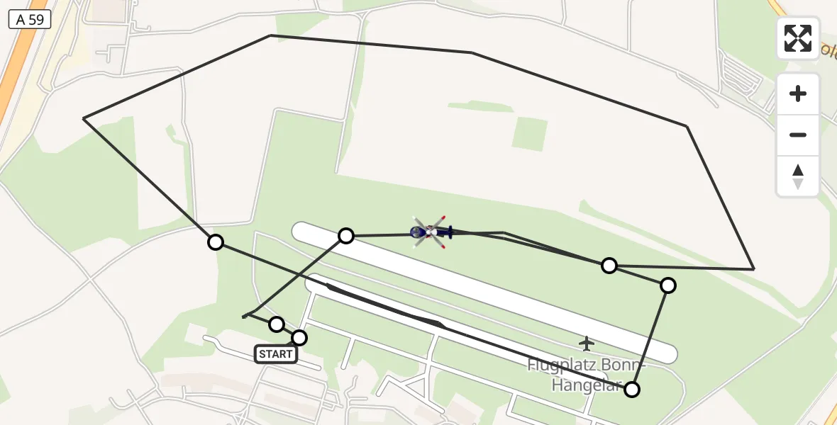 Flugroute Polizeihubschrauber Sankt Augustin - Bonn-Hangelar Flugplatz, 18 August 2026, 06:53