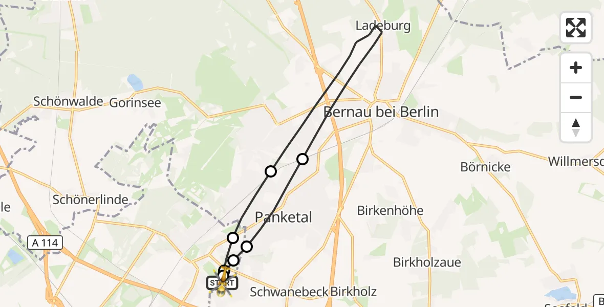Flugroute Rettungshubschrauber Helios Clinic Berlin-Buch - Helios Clinic Berlin-Buch, 18 August 2026, 07:18