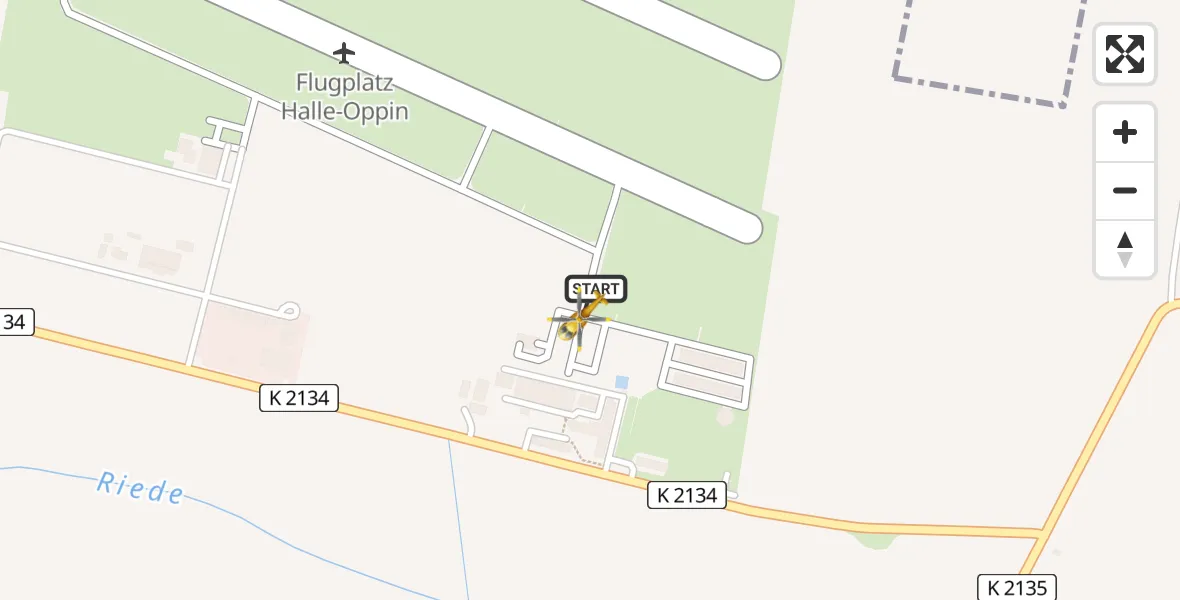 Flugroute Rettungshubschrauber Halle-Oppin Flugplatz - Halle-Oppin Flugplatz, 18 August 2026, 08:07