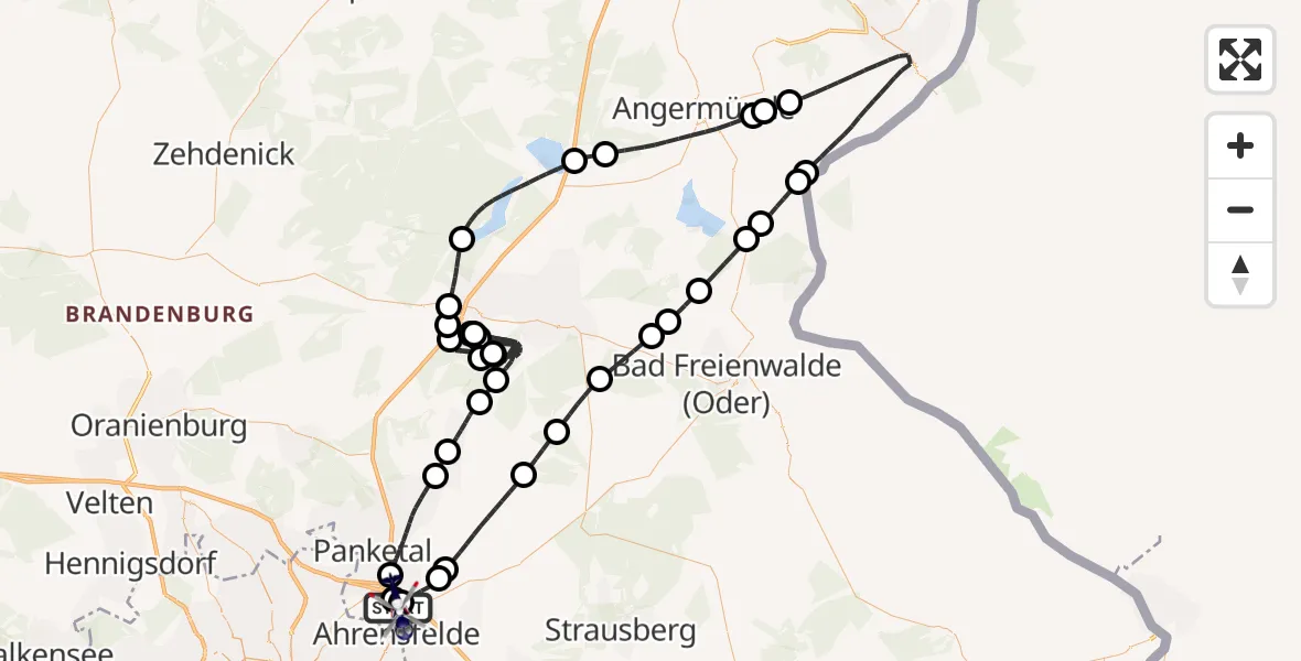 Flugroute Polizeihubschrauber Ahrensfelde Hubschrauberlandeplatz - Ahrensfelde Hubschrauberlandeplatz, 18 August 2026, 08:16