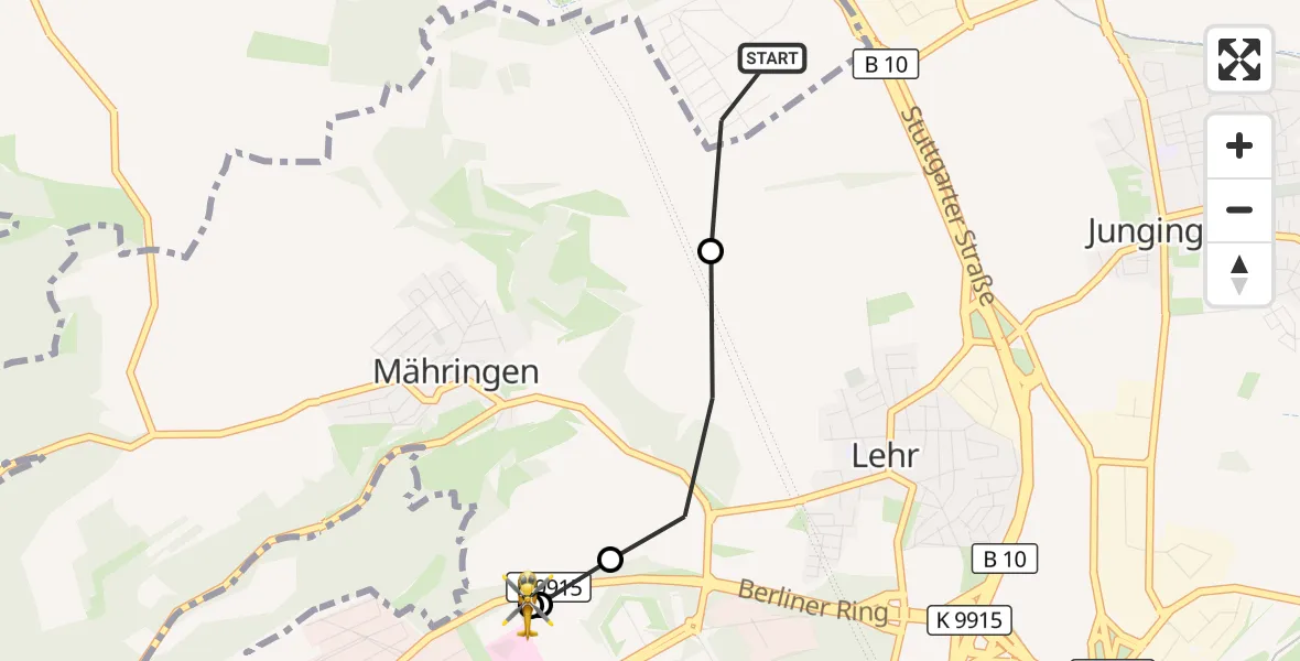 Flugroute Rettungshubschrauber Dornstadt - ADAC Air Rescue Station Ulm (Christoph 22), 18 August 2026, 08:25