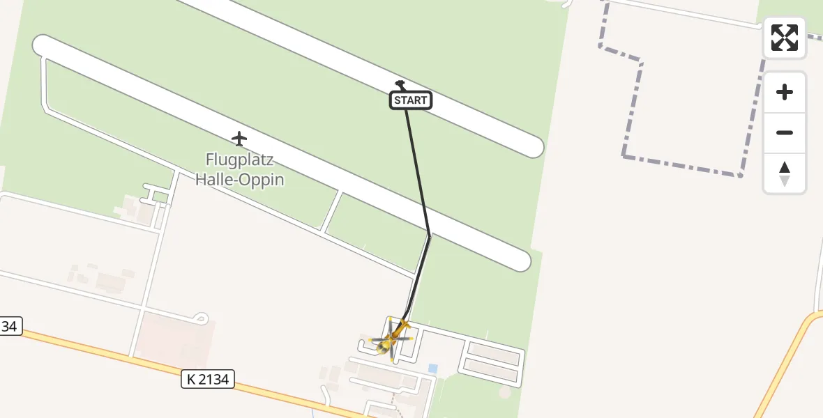 Flugroute Rettungshubschrauber Halle-Oppin Flugplatz - Halle-Oppin Flugplatz, 18 August 2026, 08:32
