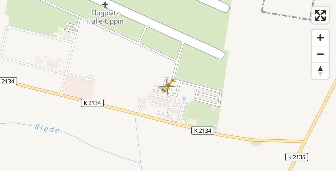 Flugroute Rettungshubschrauber Halle-Oppin Flugplatz - Halle-Oppin Flugplatz, 18 August 2026, 08:38