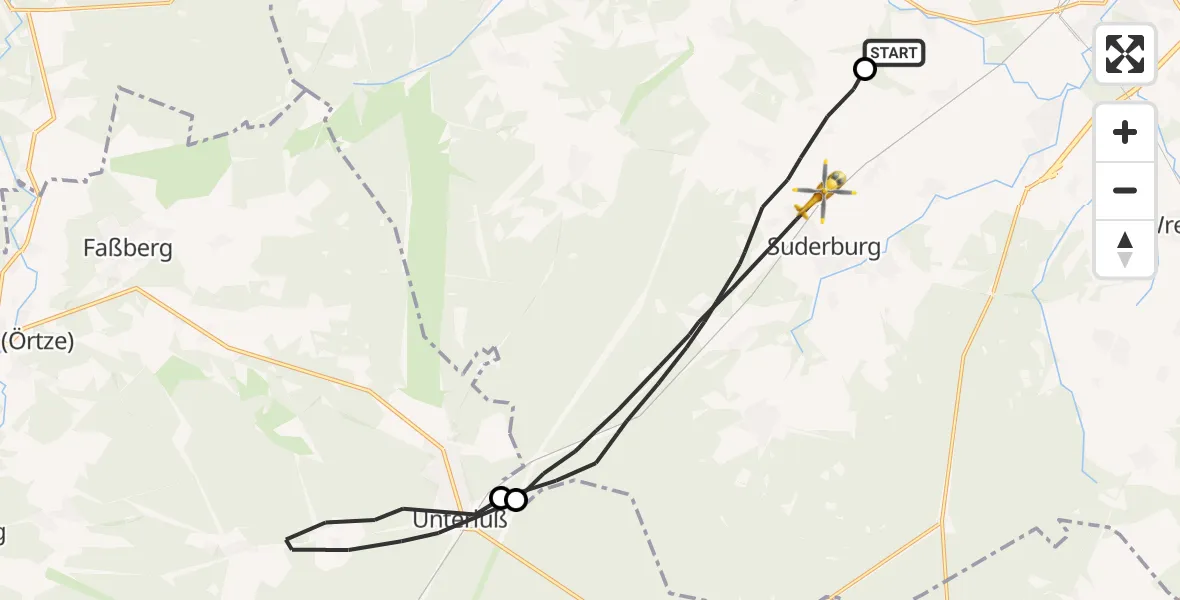 Flugroute Rettungshubschrauber Uelzen - Suderburg, 18 August 2026, 09:21