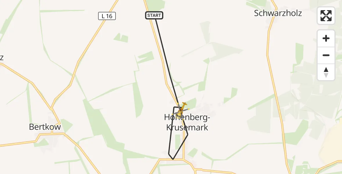 Flugroute Rettungshubschrauber Hohenberg-Krusemark - Hohenberg-Krusemark, 18 August 2026, 09:44