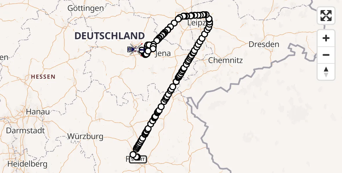 Flugroute Polizeihubschrauber Nürnberg - Erfurt, 18 August 2026, 10:35