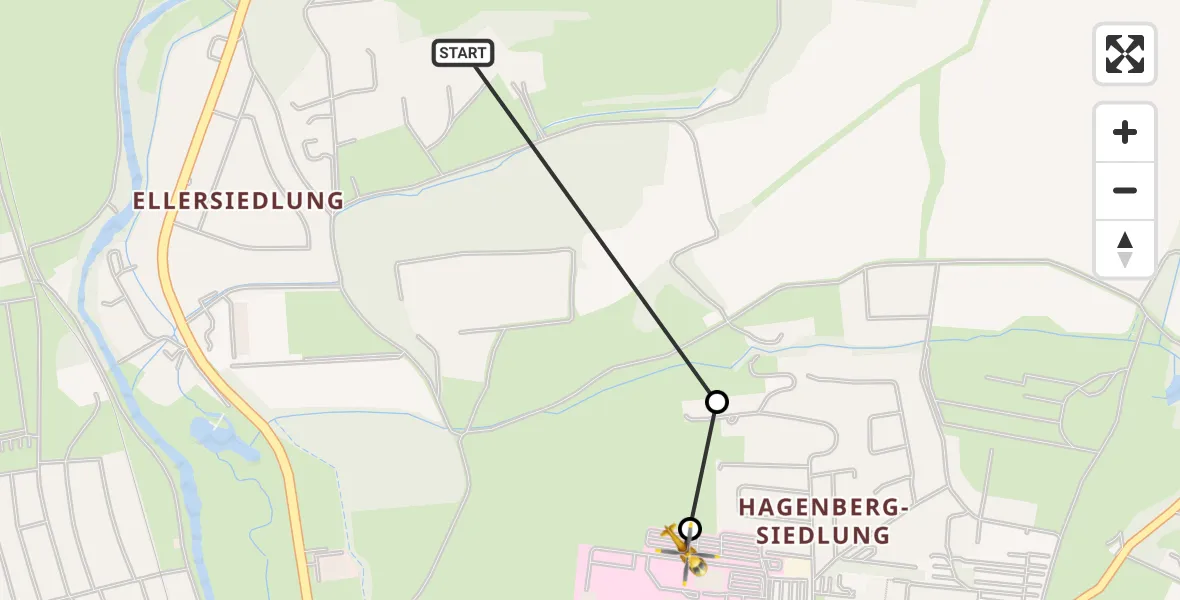 Flugroute Rettungshubschrauber Nordhausen - Südharz Hospital Nordhausen, 18 August 2026, 10:47