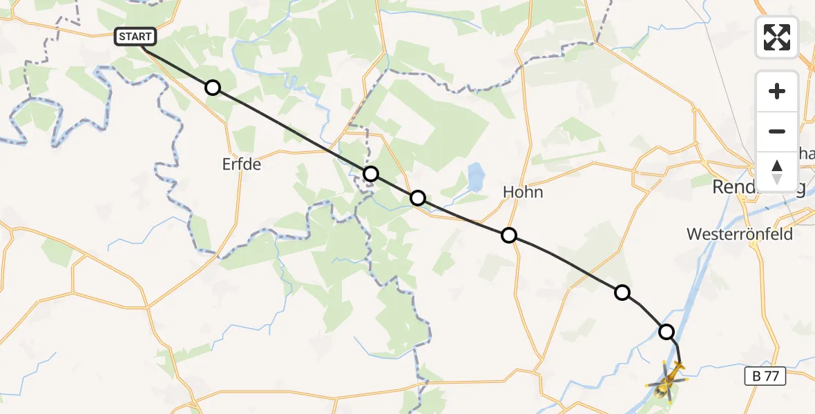 Flugroute Ambulanzhubschrauber Stapel - Hörsten, 18 August 2026, 11:04
