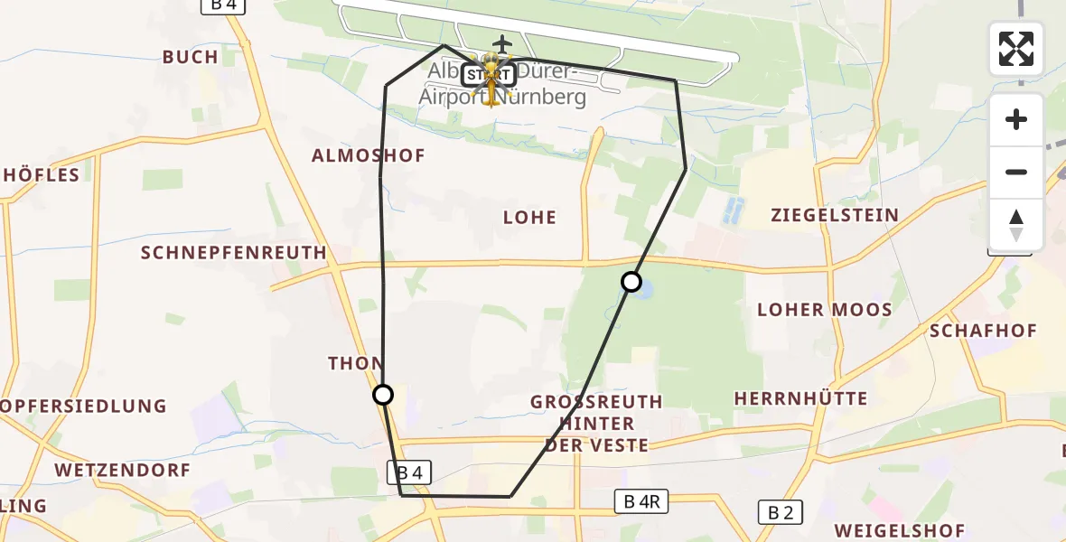 Flugroute Rettungshubschrauber Flughafen Nuremberg - Flughafen Nuremberg, 18 August 2026, 11:29