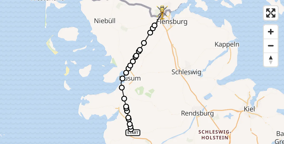 Flugroute Ambulanzhubschrauber Heide - Handewitt, 18 August 2026, 12:01
