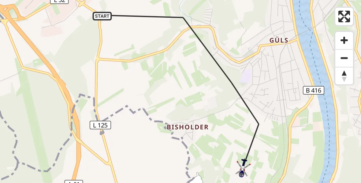 Flugroute Polizeihubschrauber Koblenz - Koblenz, 18 August 2026, 12:32