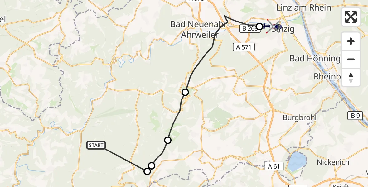 Flugroute Polizeihubschrauber Dümpelfeld - Sinzig, 18 August 2026, 13:21