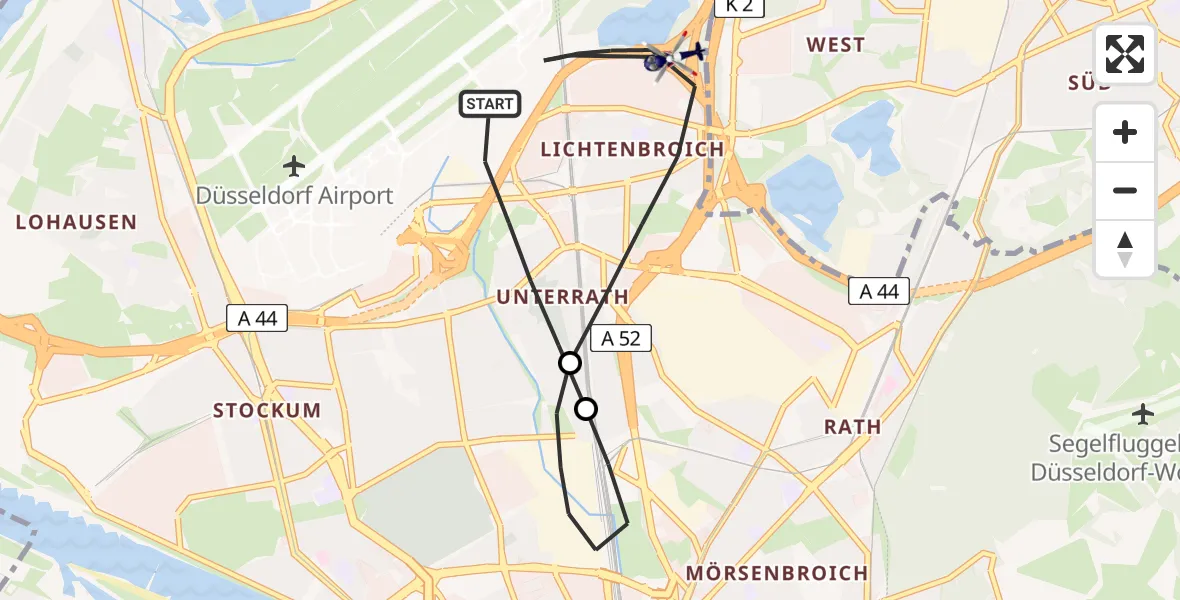 Flugroute Polizeihubschrauber Düsseldorf Flughafen - Düsseldorf Flughafen, 18 August 2026, 13:27