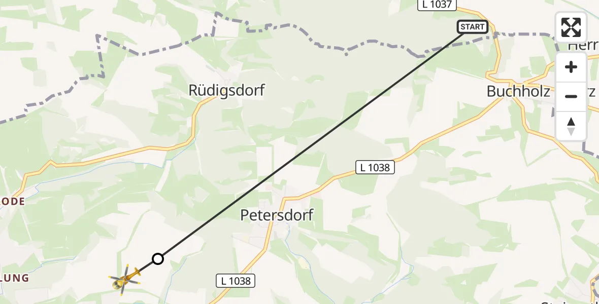 Flugroute Rettungshubschrauber Harztor - Nordhausen, 18 August 2026, 13:47