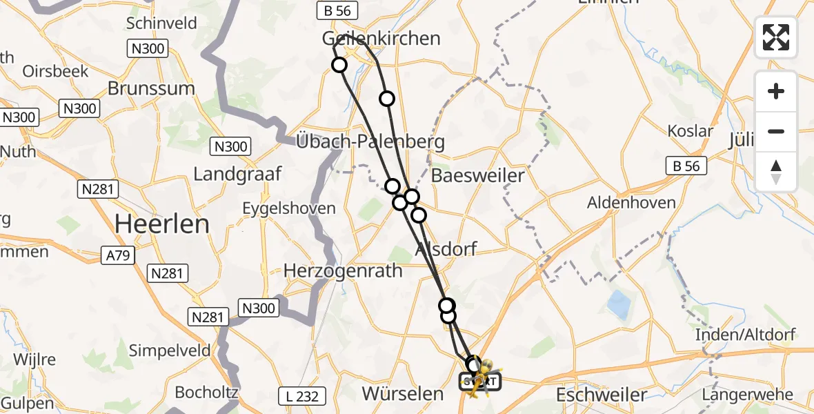 Flugroute Rettungshubschrauber Aachen-Merzbrück Flughafen - Aachen-Merzbrück Flughafen, 18 August 2026, 14:08