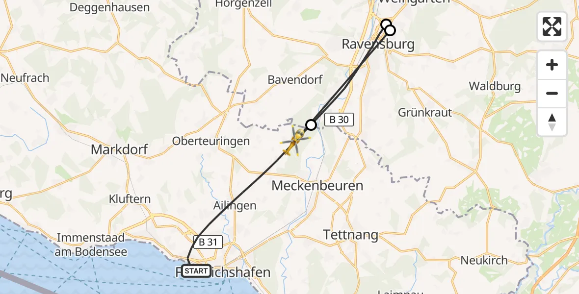 Flugroute Rettungshubschrauber Friedrichshafen - Friedrichshafen, 18 August 2026, 14:13