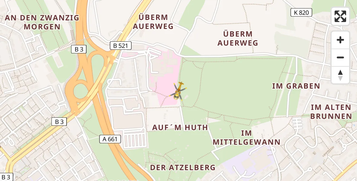 Flugroute Rettungshubschrauber Frankfurt am Main Accident Hospital Ground - Frankfurt am Main Accident Hospital Ground, 18 August 2026, 14:15