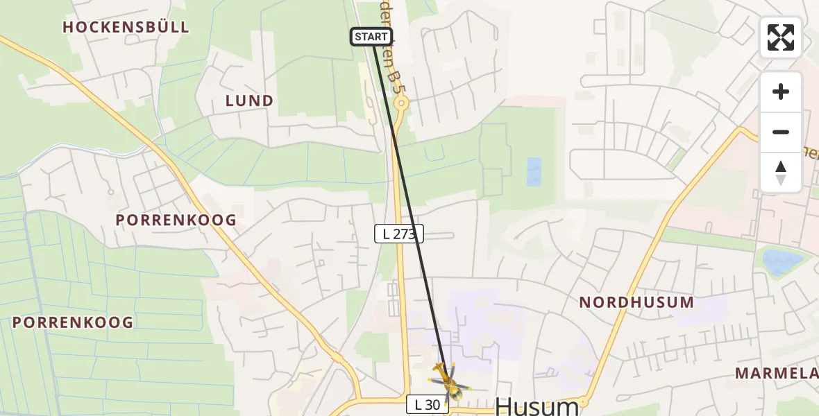 Flugroute Ambulanzhubschrauber Husum - Husum, 18 August 2026, 14:33