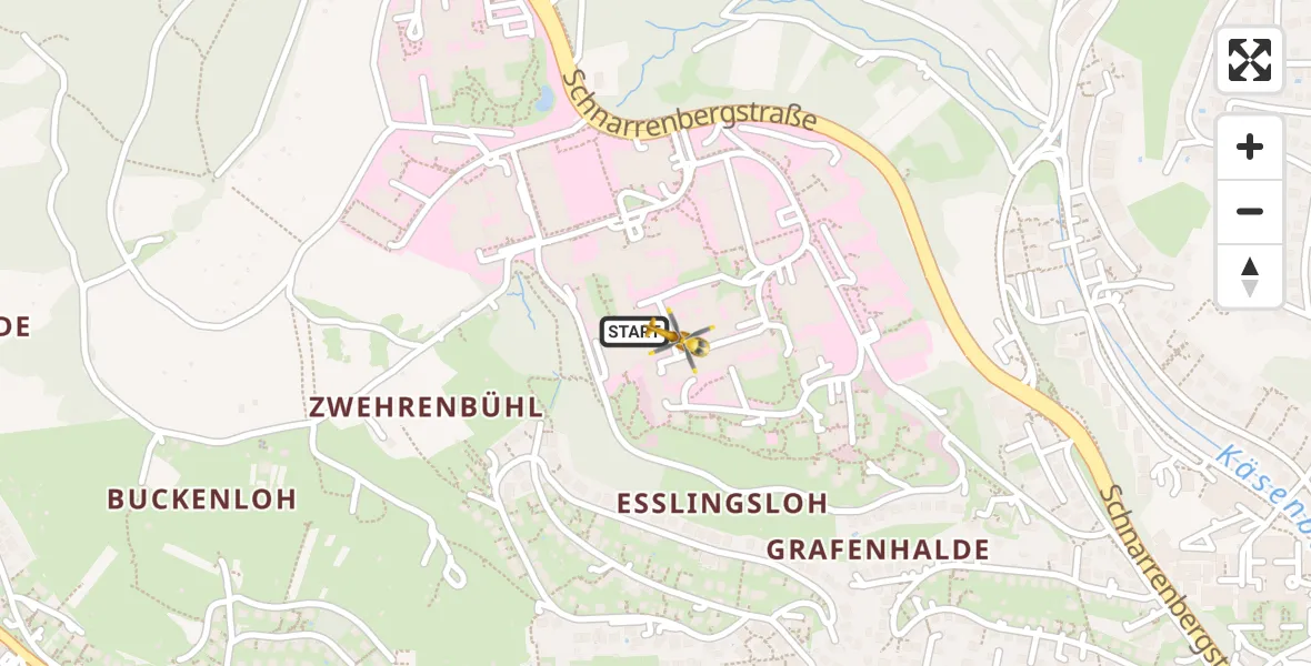 Flugroute Rettungshubschrauber Tübingen University Hospital - Tübingen University Hospital, 18 August 2026, 14:39