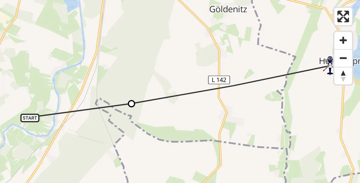 Flugroute Polizeihubschrauber Vorbeck - Hohen Sprenz, 18 August 2026, 15:15