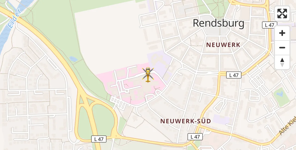 Flugroute Ambulanzhubschrauber Rendsburg - Rendsburg, 18 August 2026, 15:42
