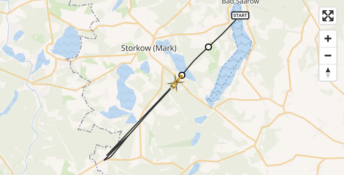 Flugroute Rettungshubschrauber Bad Saarow - Storkow (Mark), 18 August 2026, 15:52