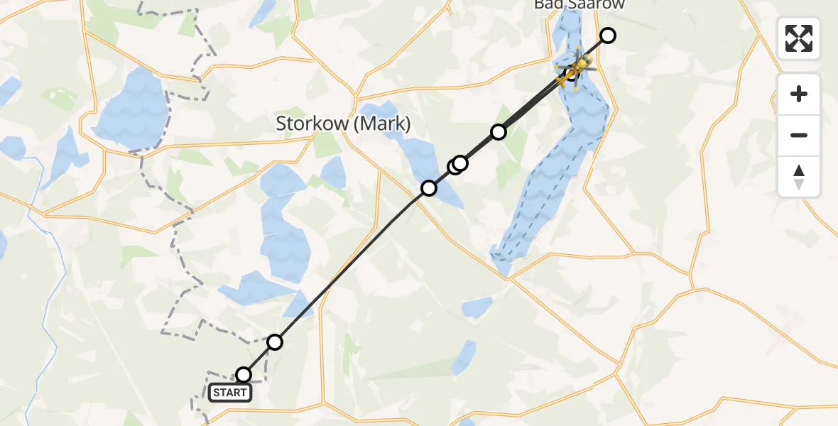 Flugroute Rettungshubschrauber Storkow (Mark) - Bad Saarow, 18 August 2026, 16:17