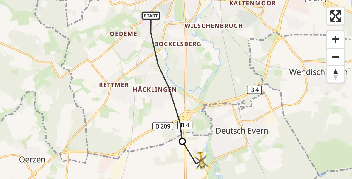 Flugroute Rettungshubschrauber Lüneburg - Melbeck, 18 August 2026, 16:31