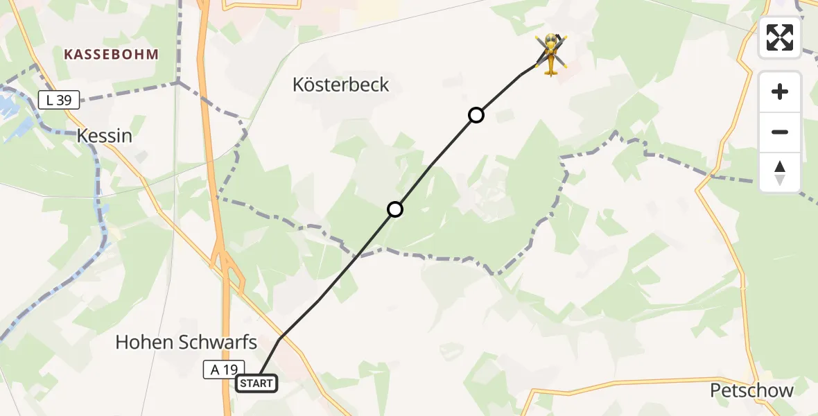 Flugroute Ambulanzhubschrauber Dummerstorf - Broderstorf, 18 August 2026, 17:11