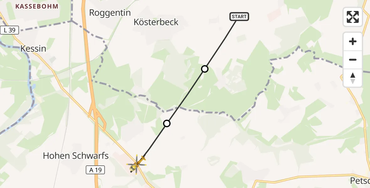 Flugroute Ambulanzhubschrauber Broderstorf - Dummerstorf, 18 August 2026, 18:00