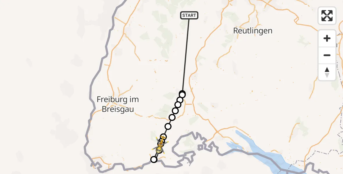 Flugroute Ambulanzhubschrauber Altensteig - Ühlingen-Birkendorf, 18 August 2026, 20:15