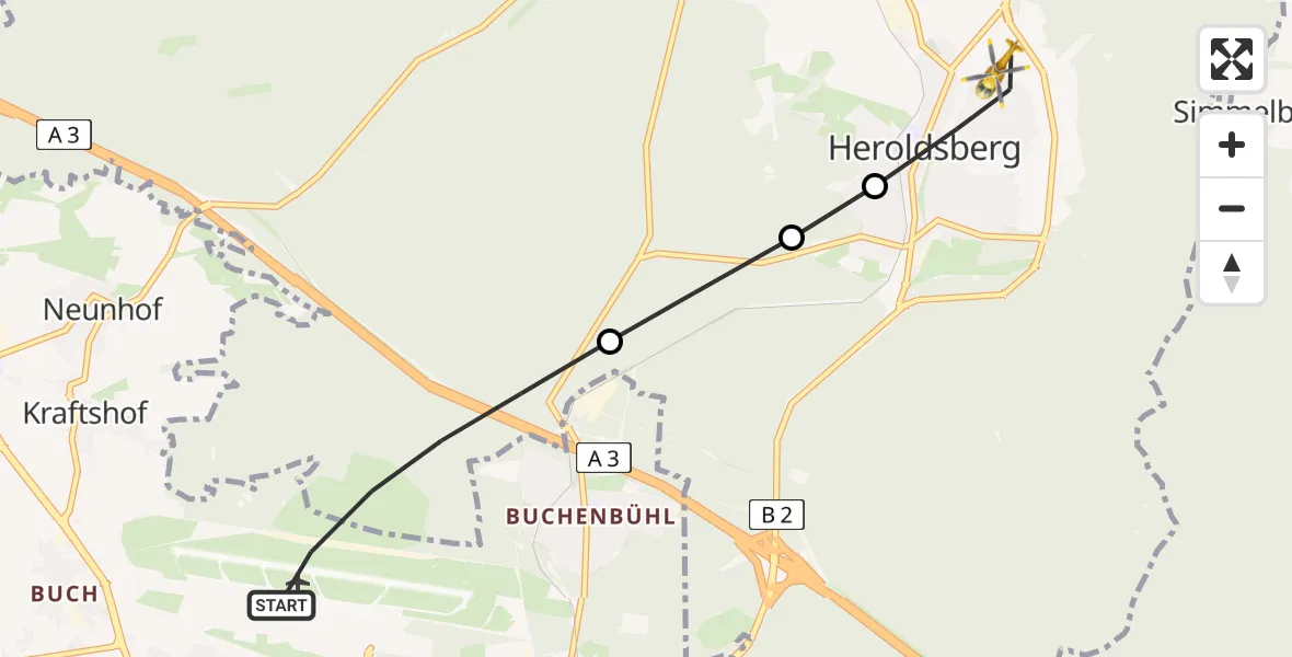 Flugroute Ambulanzhubschrauber Flughafen Nuremberg - Heroldsberg, 19 August 2026, 06:15