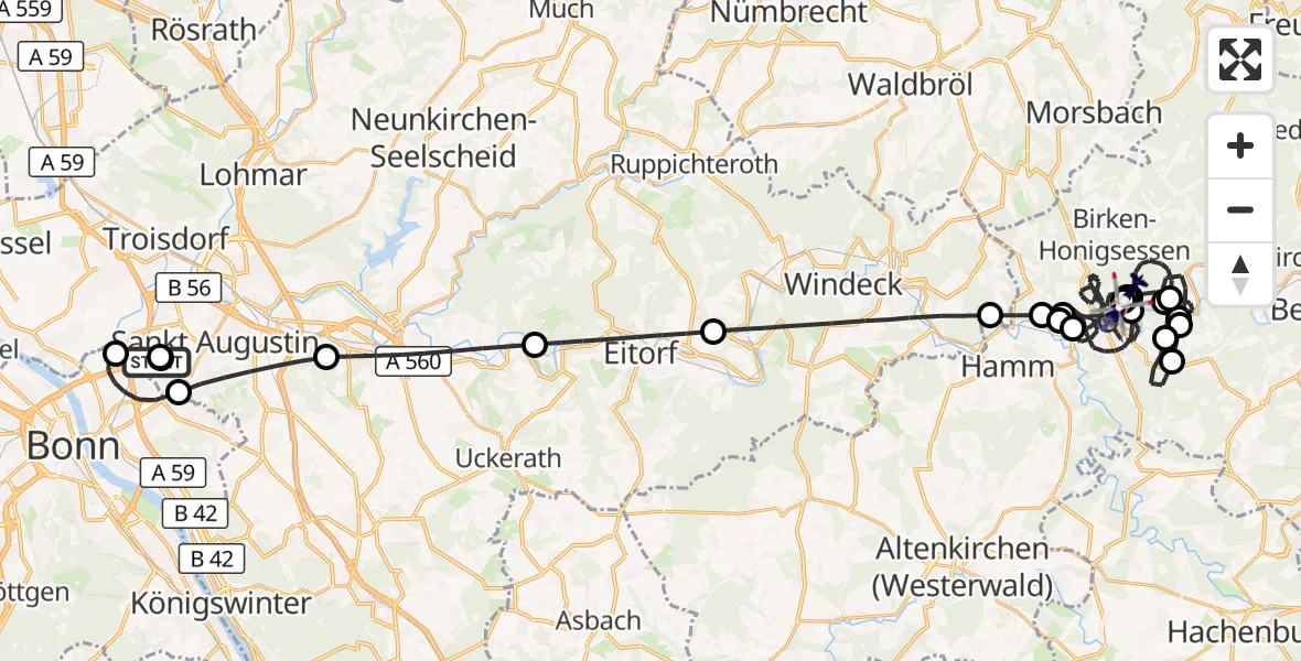 Flugroute Polizeihubschrauber Sankt Augustin - Wissen, 19 August 2026, 07:33