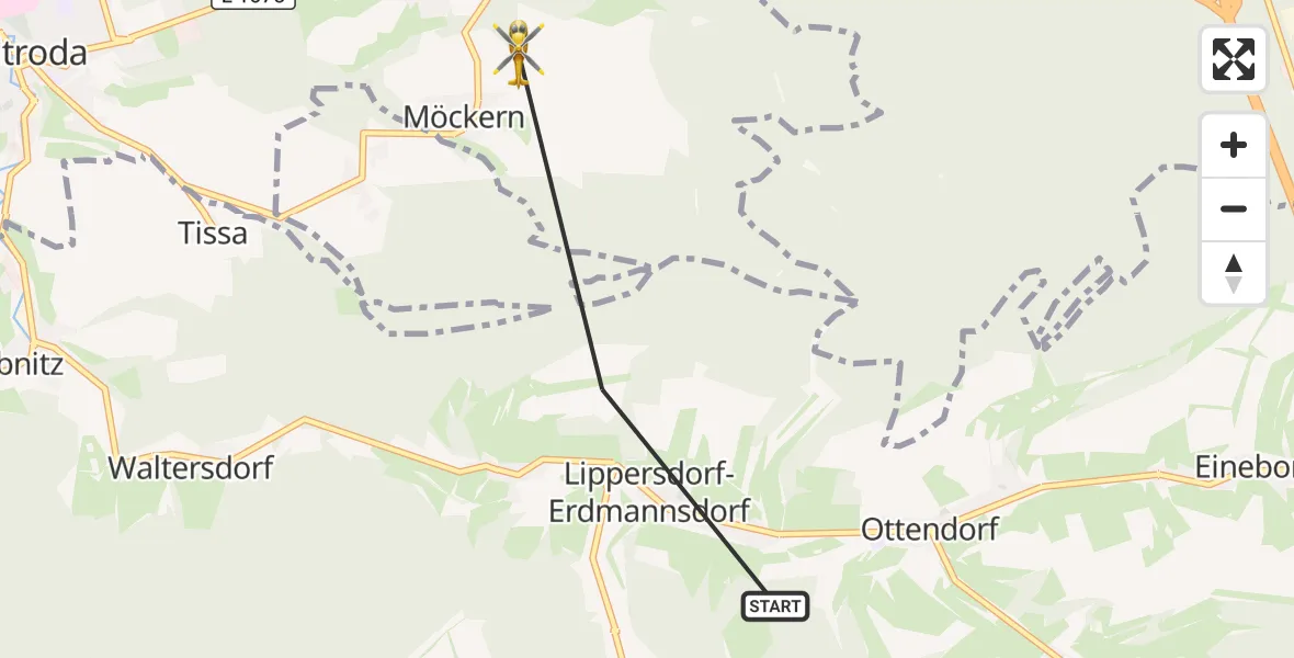 Flugroute Rettungshubschrauber Lippersdorf-Erdmannsdorf - Möckern, 19 August 2026, 08:05