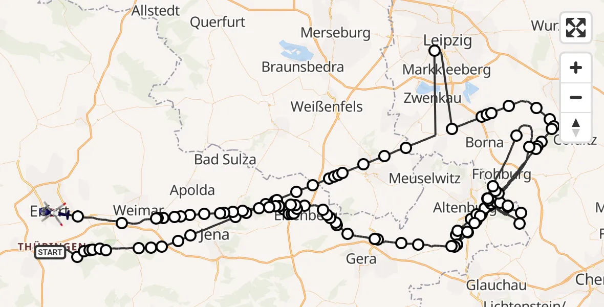 Flugroute Polizeihubschrauber Amt Wachsenburg - Erfurt, 19 August 2026, 08:11