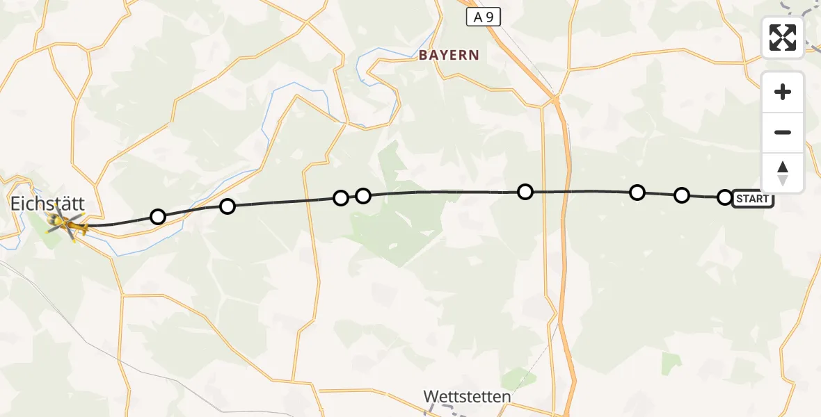 Flugroute Rettungshubschrauber Altmannstein - Eichstätt, 19 August 2026, 09:38
