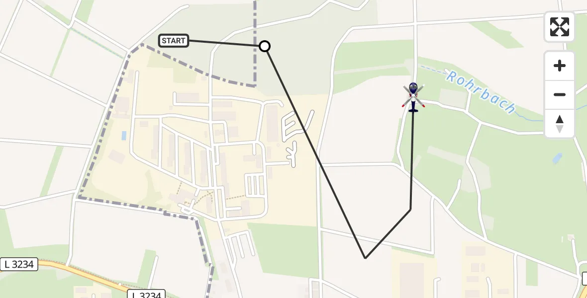 Flugroute Polizeihubschrauber Vellmar - Fuldatal Bundespolizei Hubschrauberlandeplatz, 19 August 2026, 09:53