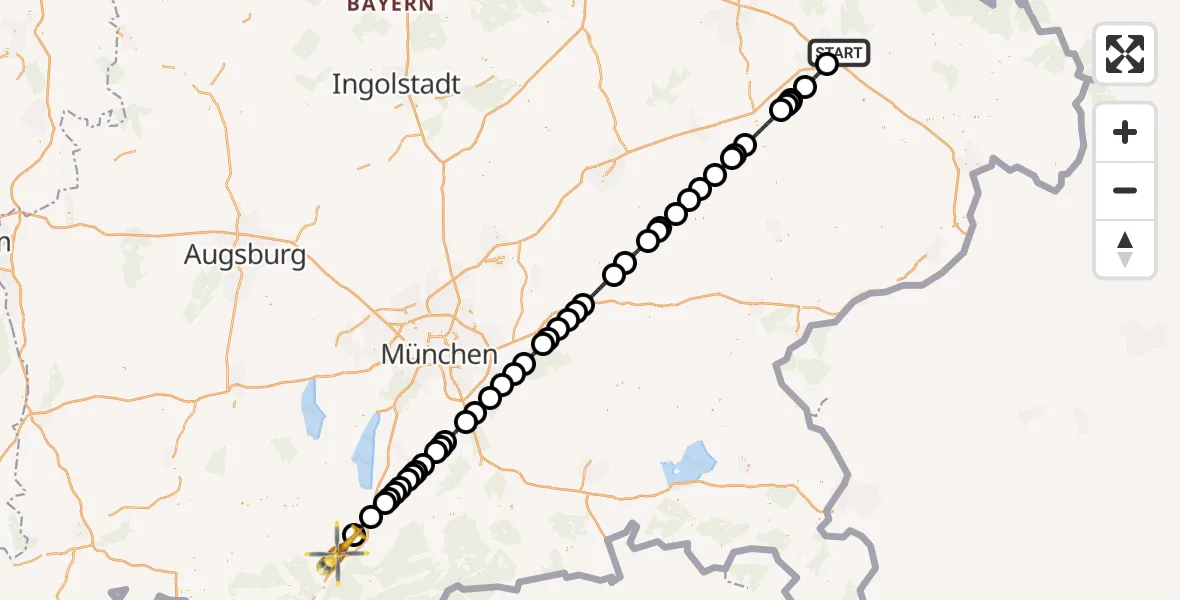 Flugroute Rettungshubschrauber Deggendorf - Riegsee, 19 August 2026, 10:10