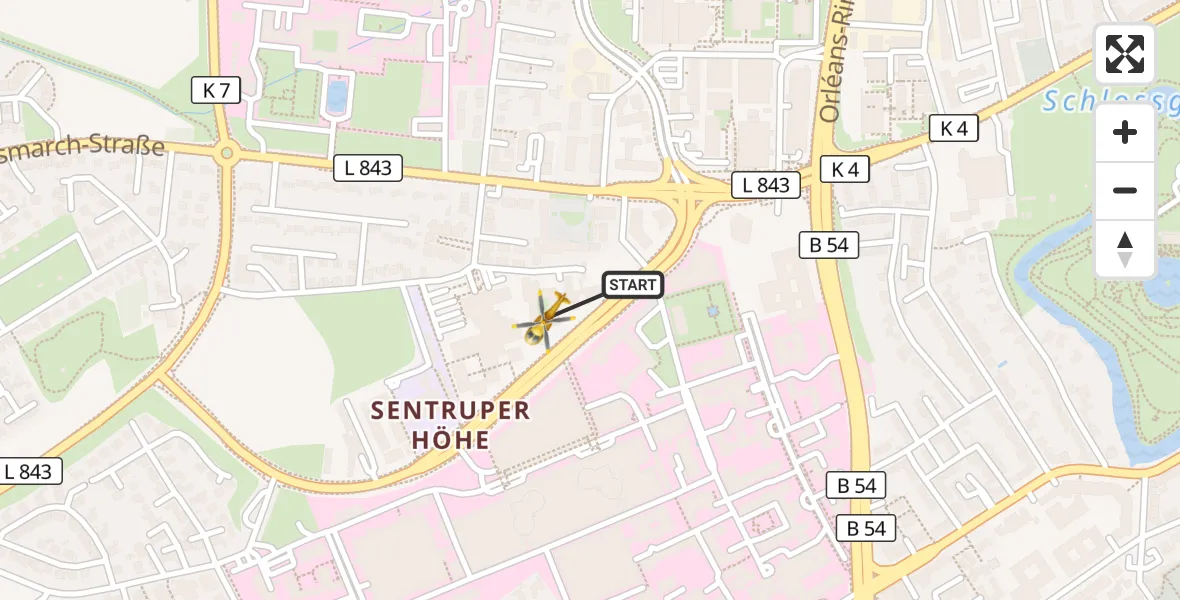 Flugroute Rettungshubschrauber Münster - Münster, 19 August 2026, 10:32