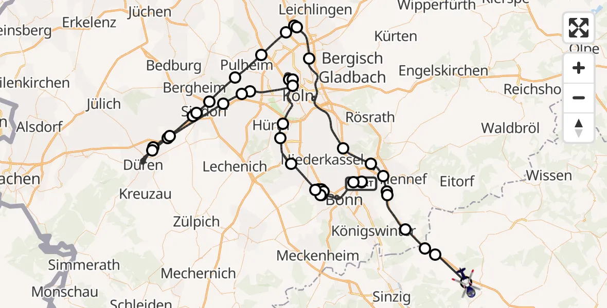 Flugroute Polizeihubschrauber Sankt Augustin - Hümmerich, 19 August 2026, 10:37