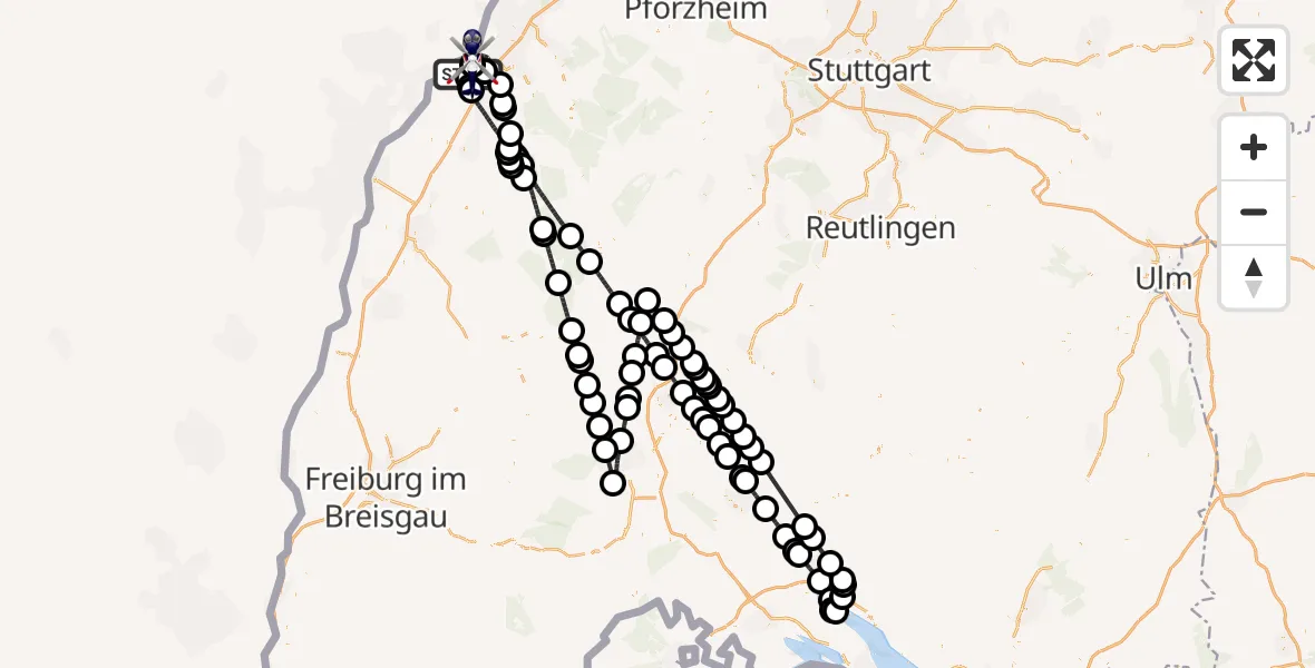 Flugroute Polizeihubschrauber Karlsruhe Baden-Baden Flughafen - Karlsruhe Baden-Baden Flughafen, 19 August 2026, 10:45