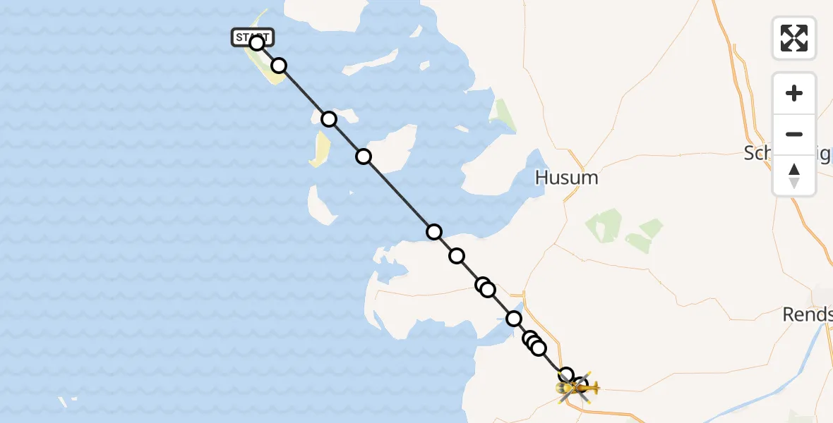 Flugroute Ambulanzhubschrauber Norddorf auf Amrum - Heide, 19 August 2026, 11:28
