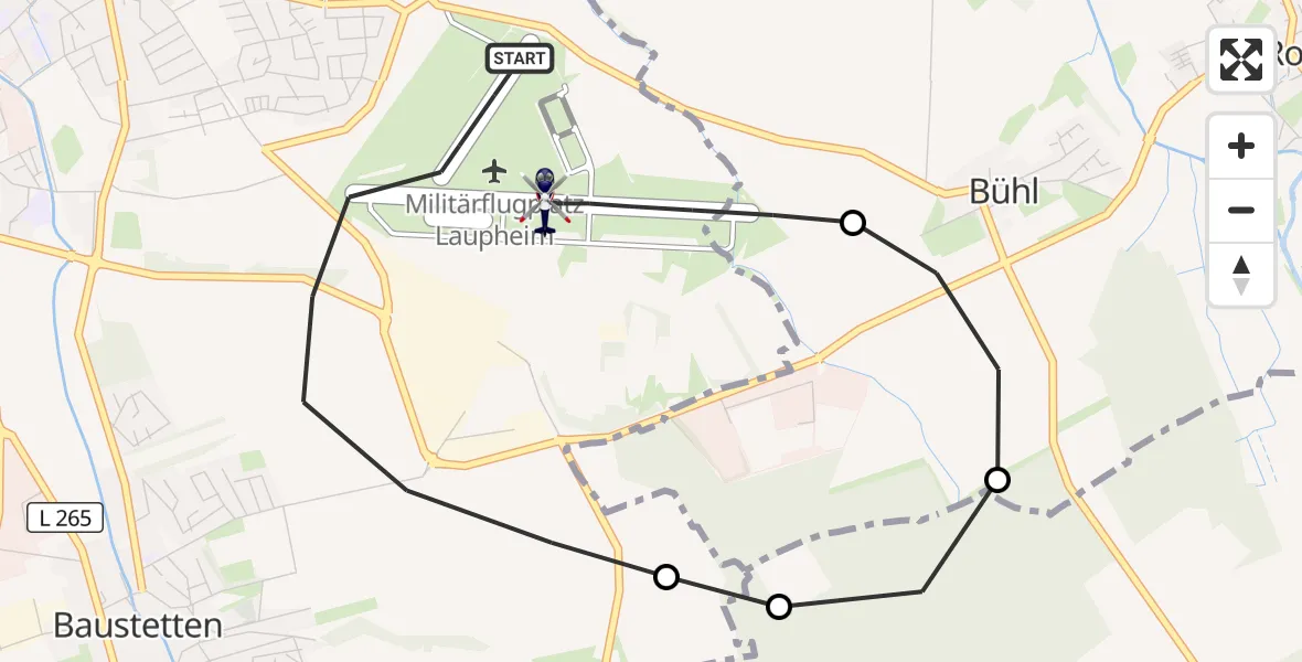 Flugroute Polizeihubschrauber Militärflugplatz Laupheim - Militärflugplatz Laupheim, 19 August 2026, 12:09