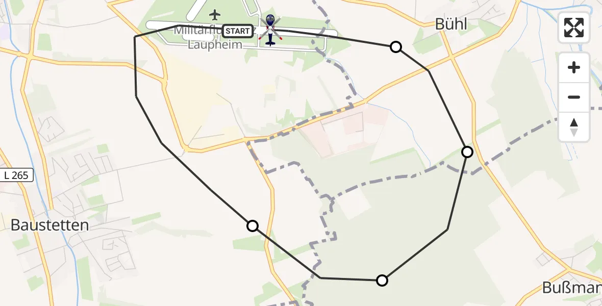 Flugroute Polizeihubschrauber Militärflugplatz Laupheim - Militärflugplatz Laupheim, 19 August 2026, 12:17