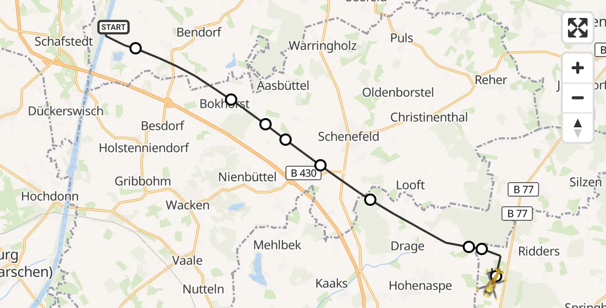Flugroute Rettungshubschrauber Bornholt - Itzehoe Hungriger Wolf Flugplatz, 19 August 2026, 12:21