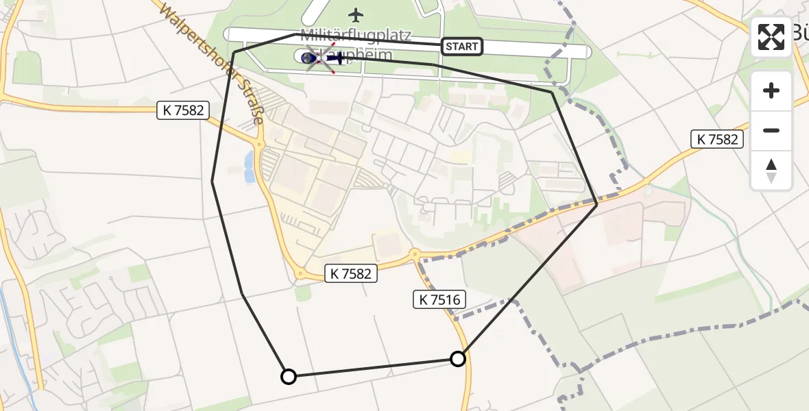 Flugroute Polizeihubschrauber Militärflugplatz Laupheim - Militärflugplatz Laupheim, 19 August 2026, 12:23