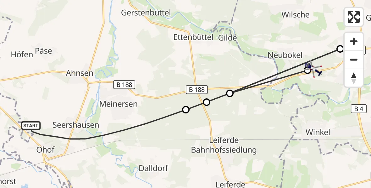 Flugroute Polizeihubschrauber Meinersen - Gifhorn, 19 August 2026, 13:49