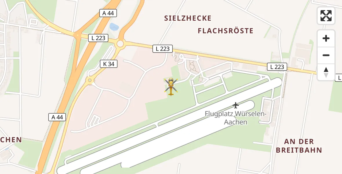 Flugroute Rettungshubschrauber Aachen-Merzbrück Flughafen - Aachen-Merzbrück Flughafen, 19 August 2026, 14:05
