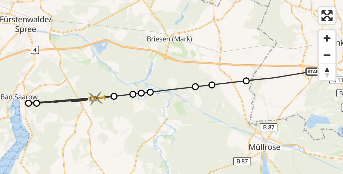Flugroute Rettungshubschrauber Frankfurt (Oder) - Rietz-Neuendorf, 19 August 2026, 14:41